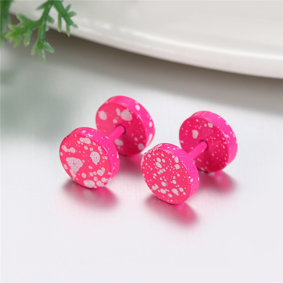Splash-Colored Double-Sided Round Stainless Steel Fashion Stud Earrings-Earrings-Innovato Design-Blue-Innovato Design
