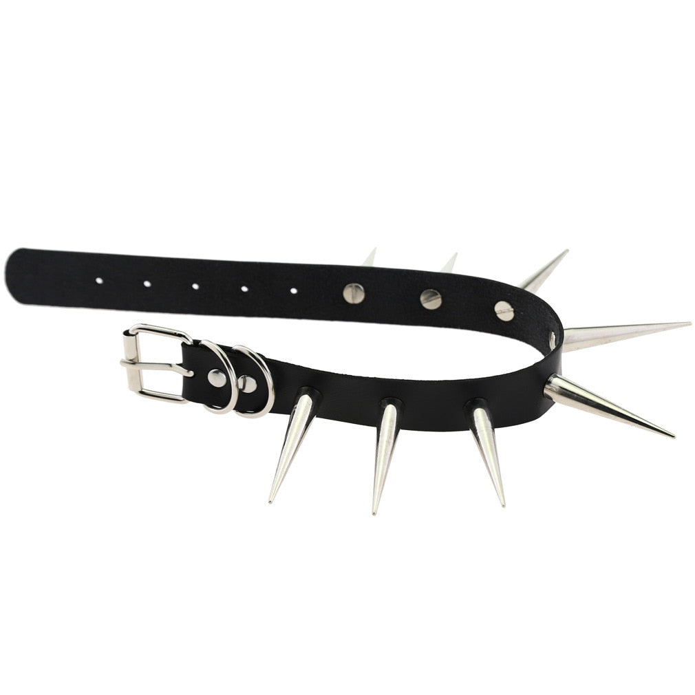 Big Metal Spike Stud Choker Collar PU Leather Gothic Hip-Hop Necklace-Necklaces-Innovato Design-White-Innovato Design