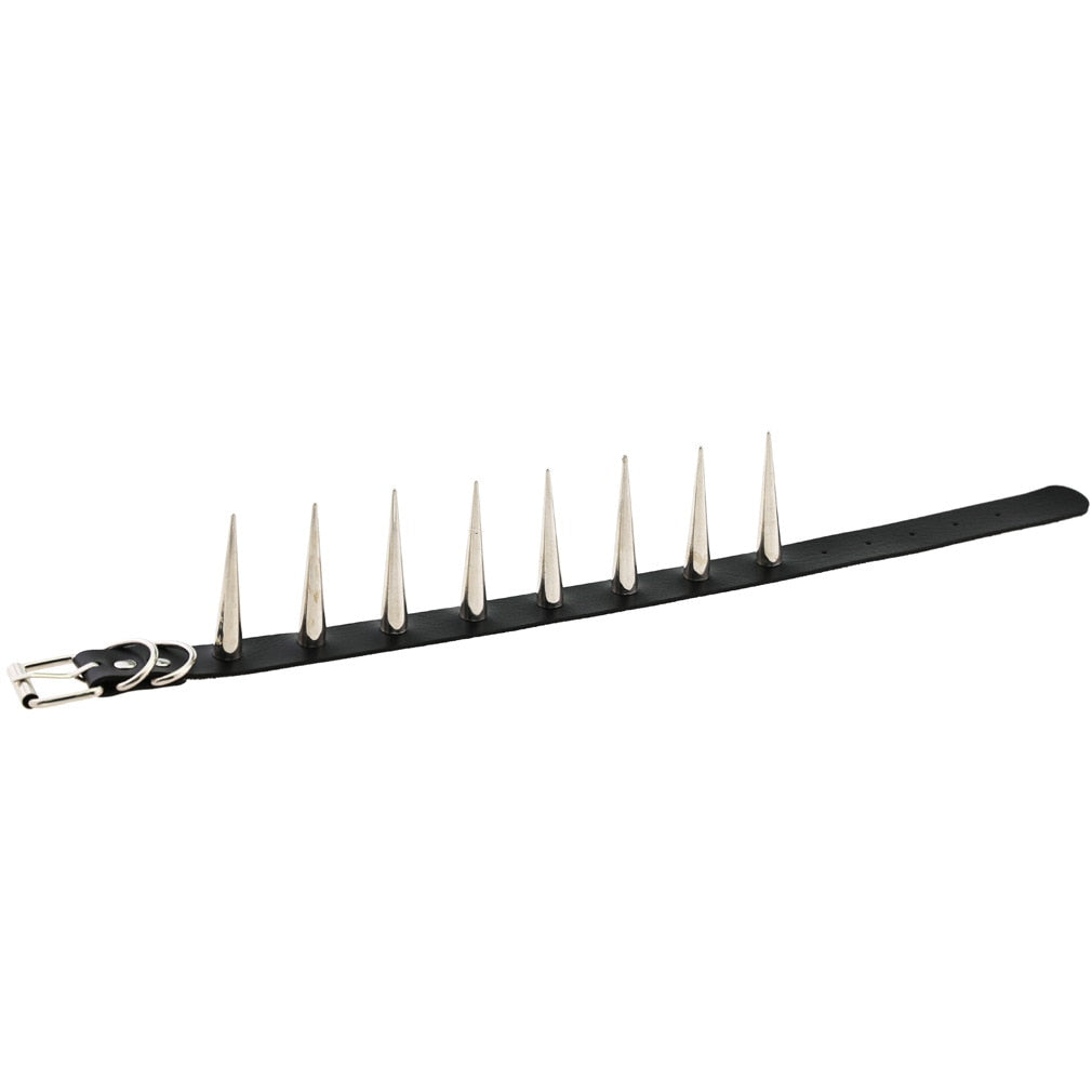 Big Metal Spike Stud Choker Collar PU Leather Gothic Hip-Hop Necklace-Necklaces-Innovato Design-White-Innovato Design