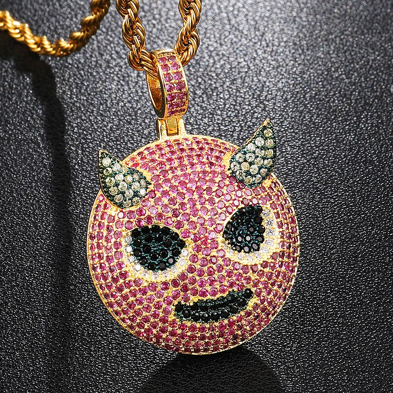 Cubic-Zirconia-Studded Gold-Plated Ghost Bling Hip-hop Pendant Necklace-Necklaces-Innovato Design-Innovato Design