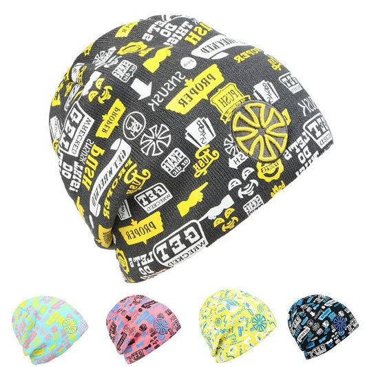 Hip-hop Knit Hat, Skullie or Beanie with Stickers and Patch-Hats-Innovato Design-Pink-Innovato Design