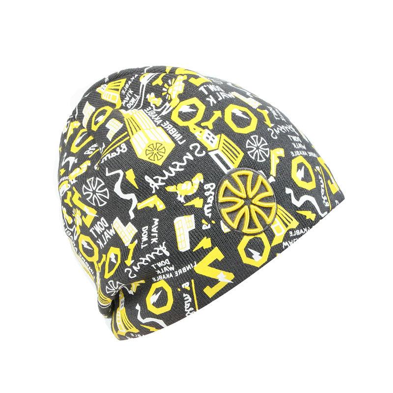 Hip-hop Knit Hat, Skullie or Beanie with Stickers and Patch-Hats-Innovato Design-Pink-Innovato Design