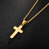 Gemstone-Studded Gold-Plated Cross Bling Stainless Steel Hip-hop Pendant Necklace