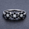 Black Spinel Flowers 925 Sterling Silver Fine Wedding Ring-Rings-Innovato Design-6-A-Innovato Design