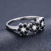 Black Spinel Flowers 925 Sterling Silver Fine Wedding Ring-Rings-Innovato Design-6-A-Innovato Design
