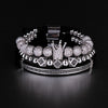 3-Piece Crown, 8mm Micro Pave Cubic Zirconia Ball and Beads Hip-Hop Charm Bracelet