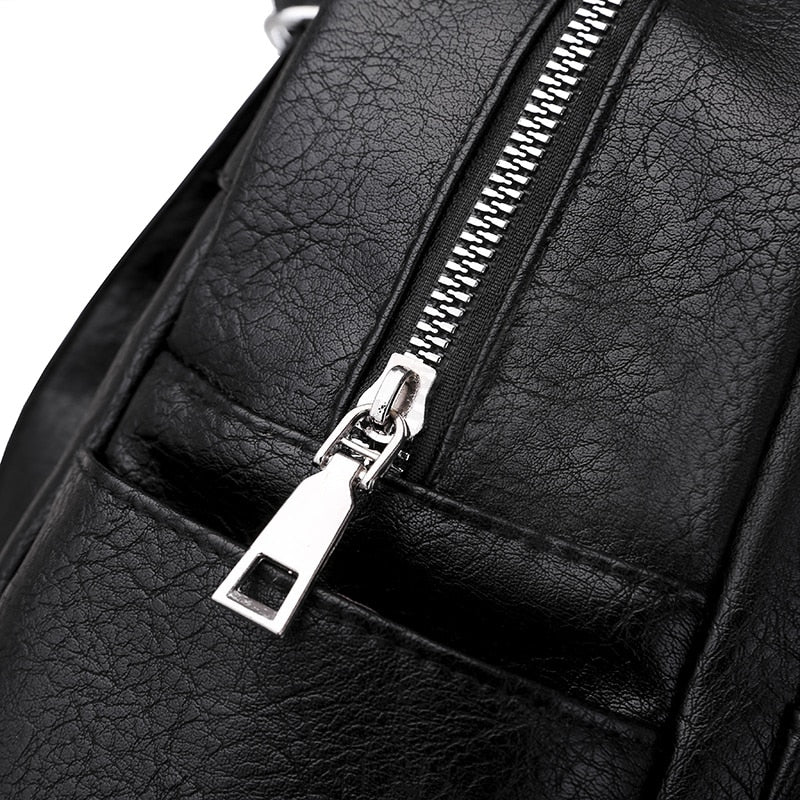 Tassel Leather Shoulder Bag and School Backpack-Backpacks-Innovato Design-Brown-Innovato Design