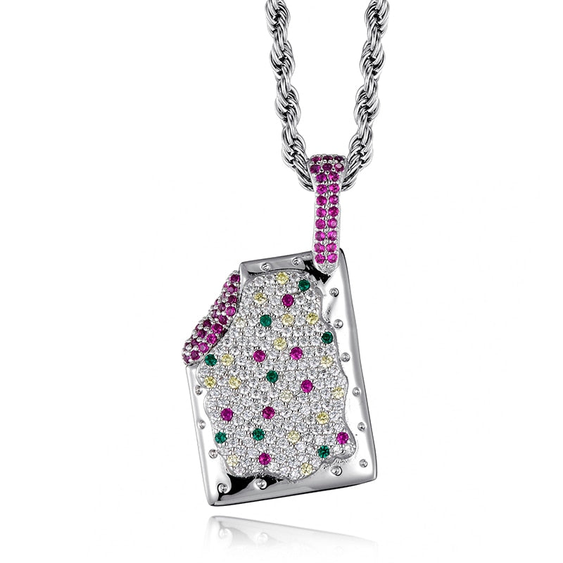 Cubic-Zirconia-Studded Ice Cream Bling Hip-hop Pendant Necklace-Necklaces-Innovato Design-Silver-4mm Tennis-20in-Innovato Design