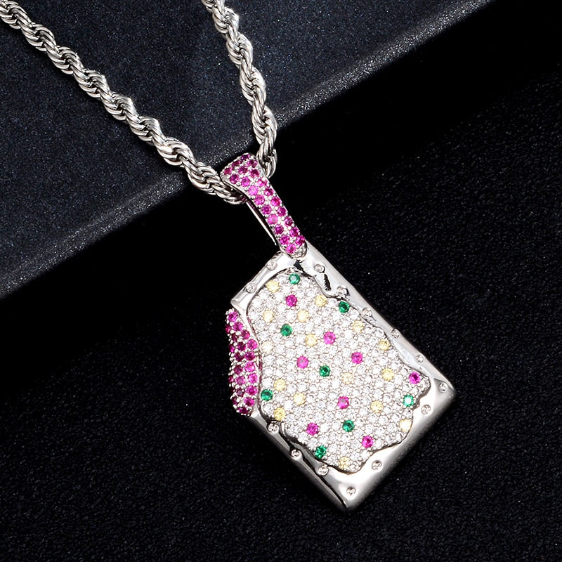 Cubic-Zirconia-Studded Ice Cream Bling Hip-hop Pendant Necklace-Necklaces-Innovato Design-Gold-4mm Tennis-20in-Innovato Design
