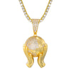 Cubic-Zirconia-Studded Hands Holding Earth Bling Hip-hop Pendant Necklace