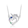 Unicorn of Love 925 Sterling Silver Long Chain Link Wedding Fashion Pendant Necklace