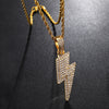 Cubic-Zirconia-Studded Lightning Bling Fashion Hip-hop Pendant Necklace