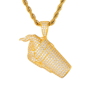 Cubic-Zirconia-Studded Ice Cream Float Bling Hip-hop Pendant Necklace-Necklaces-Innovato Design-Innovato Design