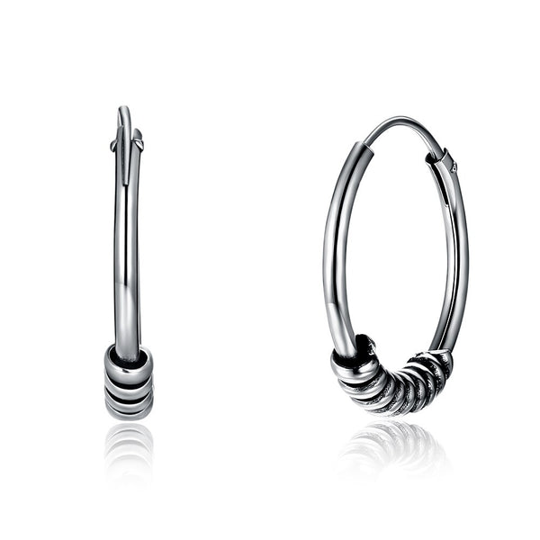 Round Hoops 925 Sterling Silver Vintage Earrings-Earrings-Innovato Design-Innovato Design