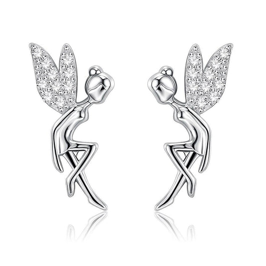 Fairy Angel Cubic Zirconia 925 Sterling Silver Luxury Stud Earrings-Earrings-Innovato Design-Innovato Design