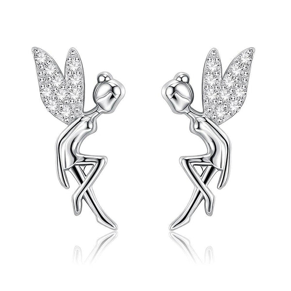 Fairy Angel Cubic Zirconia 925 Sterling Silver Luxury Stud Earrings-Earrings-Innovato Design-Innovato Design