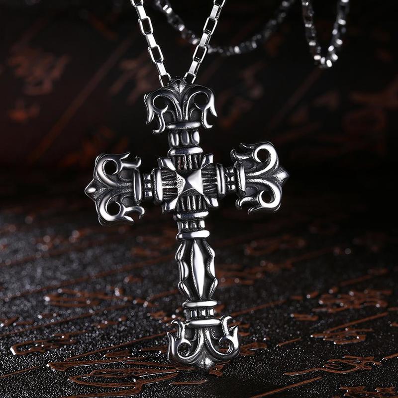 Jesus Cross Chain 316L Stainless Steel Hip-hop Rock Long Pendant Silver Necklace-Necklaces-Innovato Design-Innovato Design