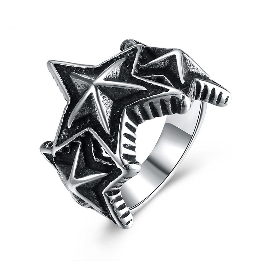 Big Pentacle Titanium Steel Vintage Fashion Punk Rock Biker Ring-Rings-Innovato Design-9-Innovato Design
