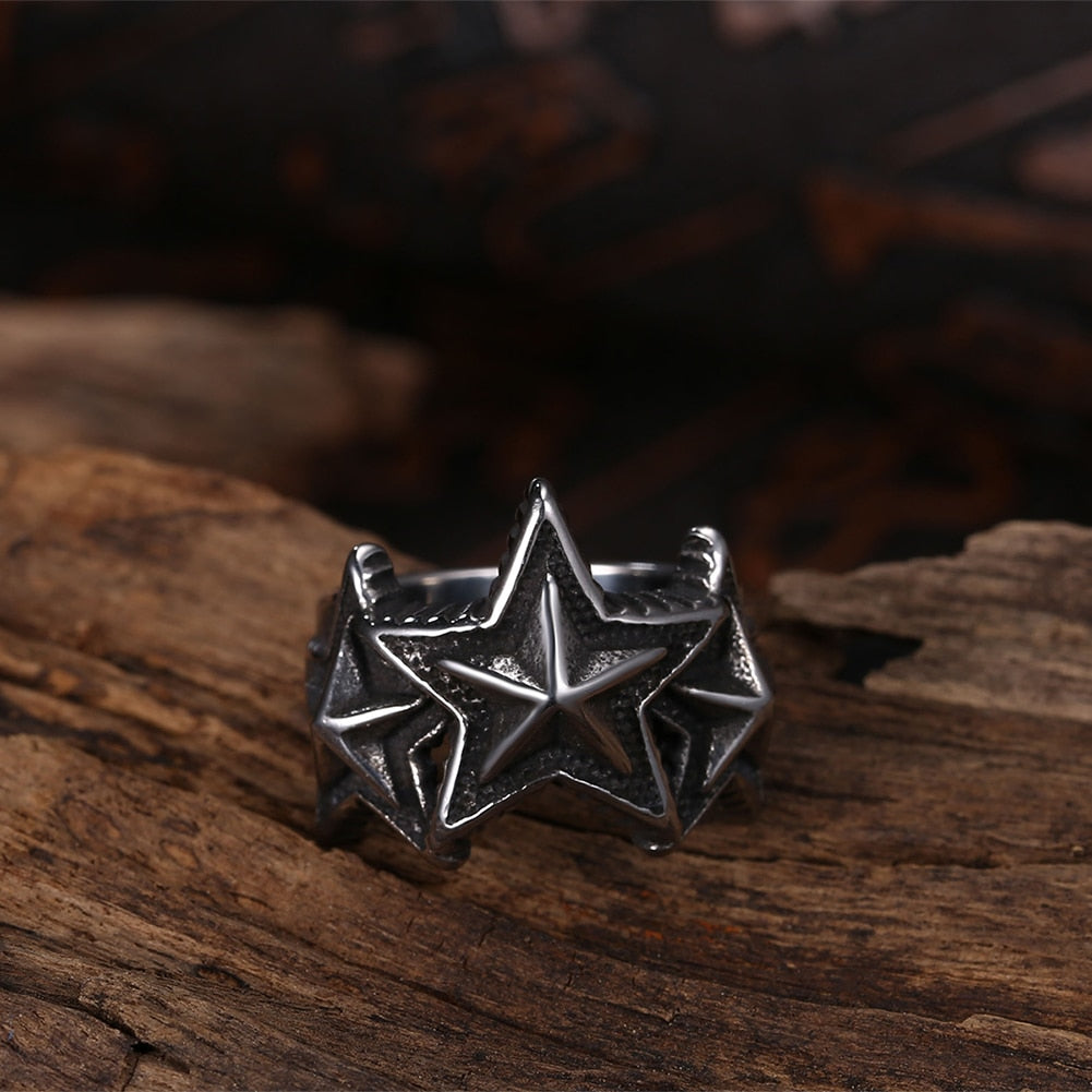 Big Pentacle Titanium Steel Vintage Fashion Punk Rock Biker Ring-Rings-Innovato Design-8-Innovato Design