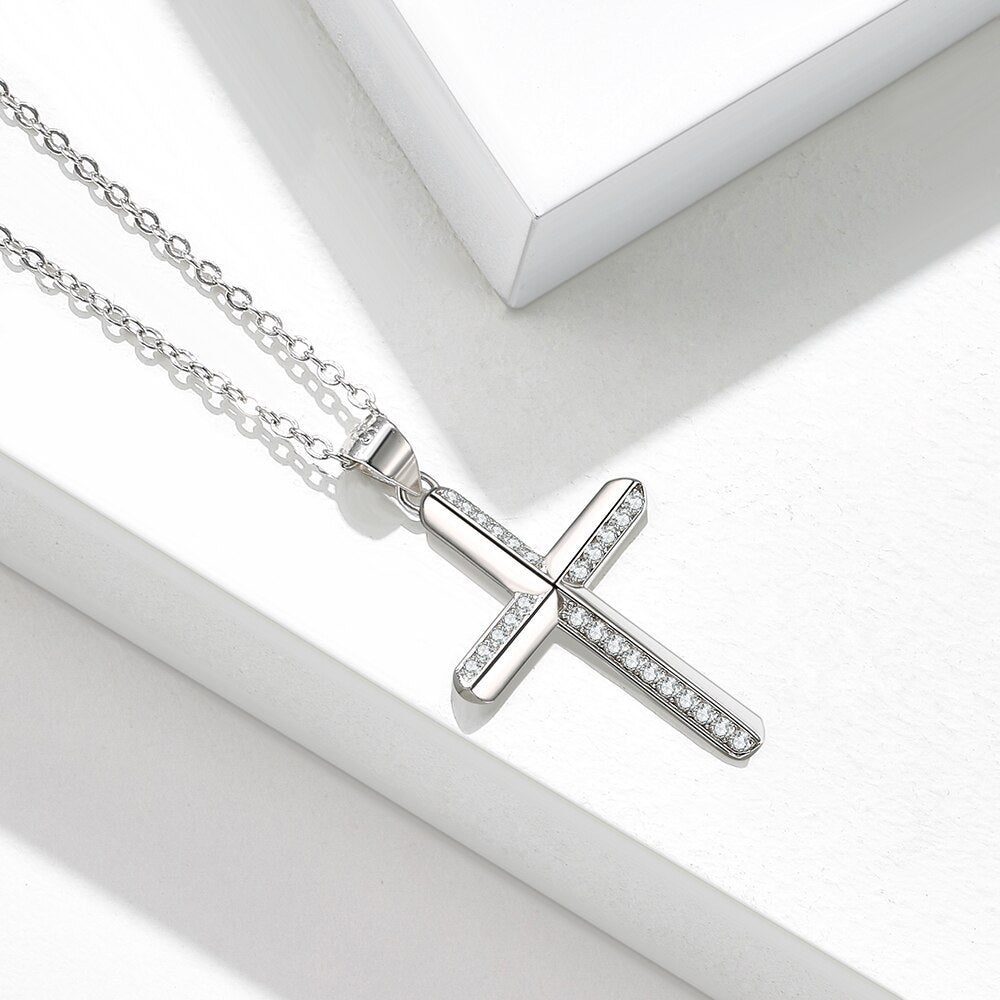 Azura Exchange Silvery Rhinestone Cross Pendant Alloy Chain Necklace |  EziBuy Australia
