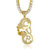 Cubic-Zirconia-Studded Handcuffs Bling Hip-hop Pendant Necklace