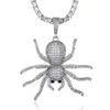 Cubic-Zirconia-Studded Spider Hip-hop Pendant Necklace-Necklaces-Innovato Design-Silver-4mm Rope-20in-Innovato Design