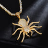 Cubic-Zirconia-Studded Spider Hip-hop Pendant Necklace-Necklaces-Innovato Design-Gold-4mm Rope-20in-Innovato Design