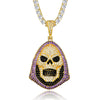 Cubic-Zirconia-Studded Skull Bling Hip-hop Pendant Necklace-Necklaces-Innovato Design-Gold-4mm Tennis-20in-Innovato Design