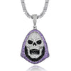 Cubic-Zirconia-Studded Skull Bling Hip-hop Pendant Necklace-Necklaces-Innovato Design-Silver-4mm Tennis-20in-Innovato Design