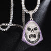 Cubic-Zirconia-Studded Skull Bling Hip-hop Pendant Necklace-Necklaces-Innovato Design-Silver-4mm Tennis-20in-Innovato Design