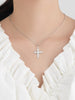Cubic Zirconia Flower-Shaped Cross 925 Sterling Silver Fashion Pendant Necklace