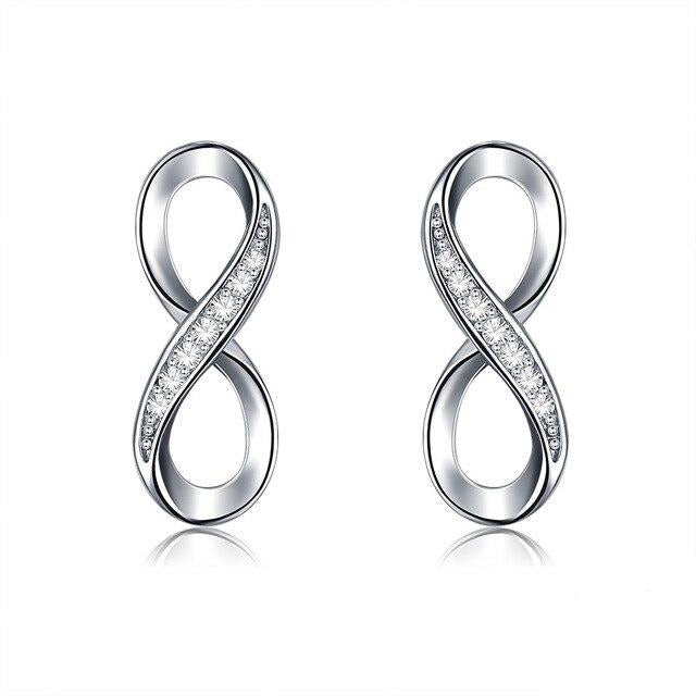 Infinity Cubic Zirconia 925 Sterling Silver Necklace, Bracelet & Earrings Wedding Jewelry Set-Jewelry Sets-Innovato Design-Innovato Design