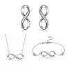 Infinity Cubic Zirconia 925 Sterling Silver Necklace, Bracelet & Earrings Wedding Jewelry Set-Jewelry Sets-Innovato Design-Innovato Design