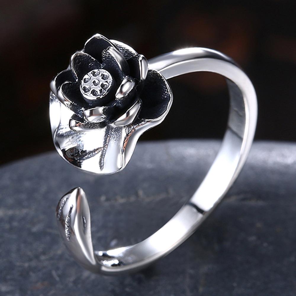 Lotus 925 Sterling Silver Adjustable Ring-Rings-Innovato Design-Innovato Design
