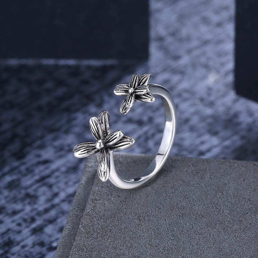 Flower Designs 925 Sterling Silver Adjustable Ring-Rings-Innovato Design-Innovato Design