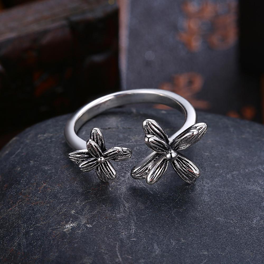 Flower Designs 925 Sterling Silver Adjustable Ring-Rings-Innovato Design-Innovato Design