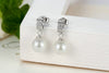 Pearl and Cubic Zirconia 925 Sterling Silver Drop Earrings-Earrings-Innovato Design-Innovato Design