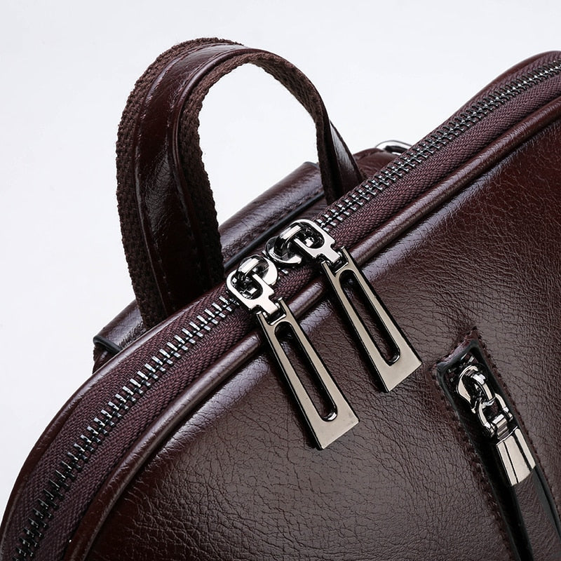 Oil Wax Leather Shoulder Bag, School Backpack, and Travel Bag-Backpacks-Innovato Design-Coffee-Innovato Design