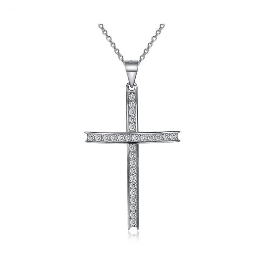 Cross Cubic Zirconia 925 Sterling Silver Retro Pendant Necklace-Necklaces-Innovato Design-Innovato Design
