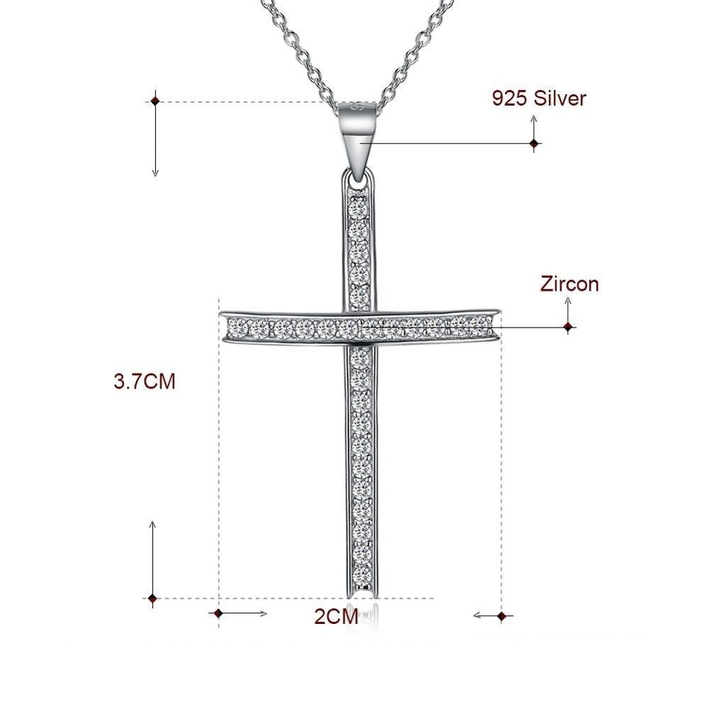 Cross Cubic Zirconia 925 Sterling Silver Retro Pendant Necklace-Necklaces-Innovato Design-Innovato Design