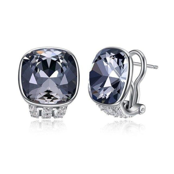 Austrian Crystal 925 Sterling Silver Colorful Fine Earrings-Earrings-Innovato Design-Black-Innovato Design