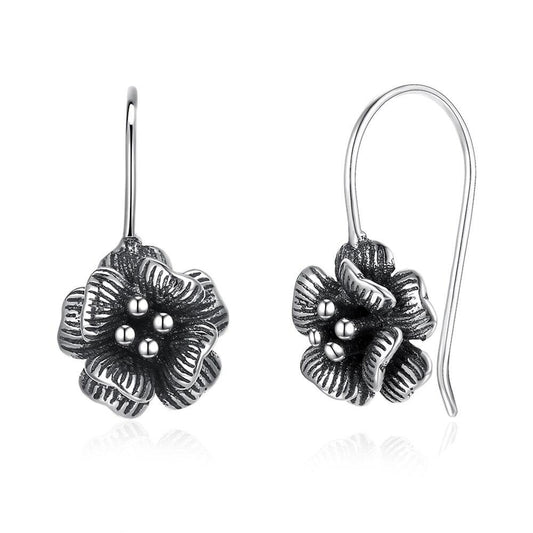 Flower 925 Sterling Silver Vintage Stud Earrings-Necklaces-Innovato Design-Innovato Design