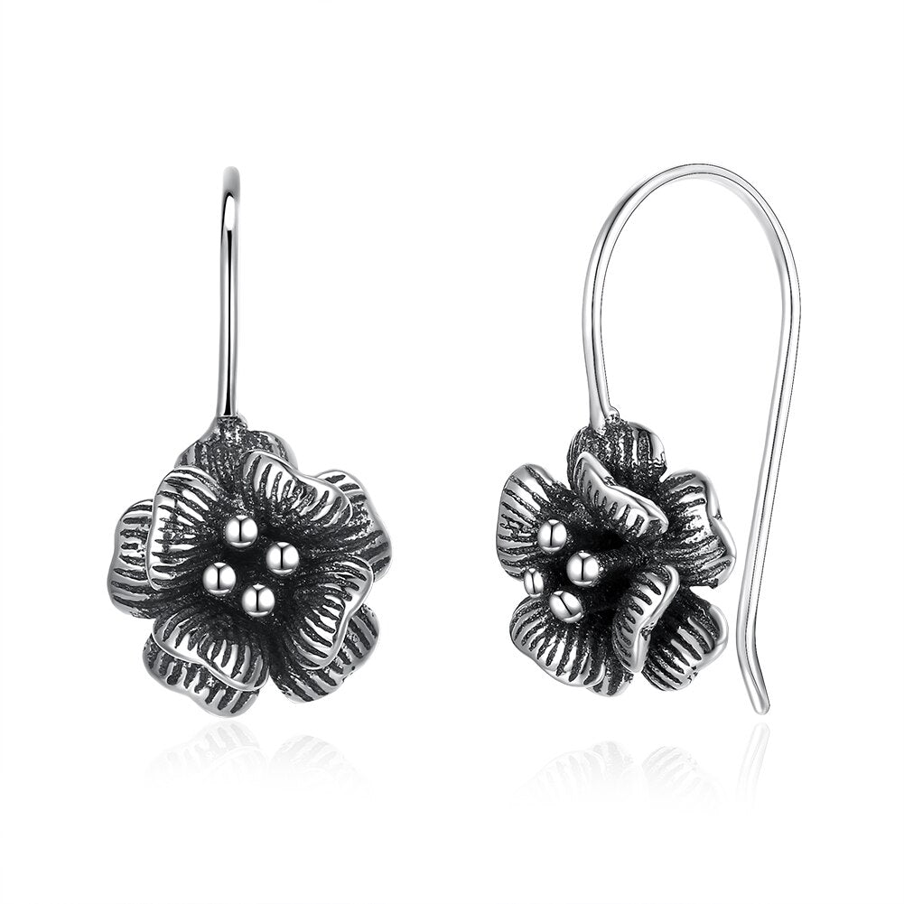 Flower 925 Sterling Silver Vintage Stud Earrings-Necklaces-Innovato Design-Innovato Design