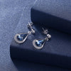 Austrian Crystal Blue Water Drop 925 Sterling Silver Elegant Stud Earrings