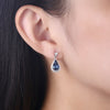 Austrian Crystal Blue Water Drop 925 Sterling Silver Elegant Stud Earrings