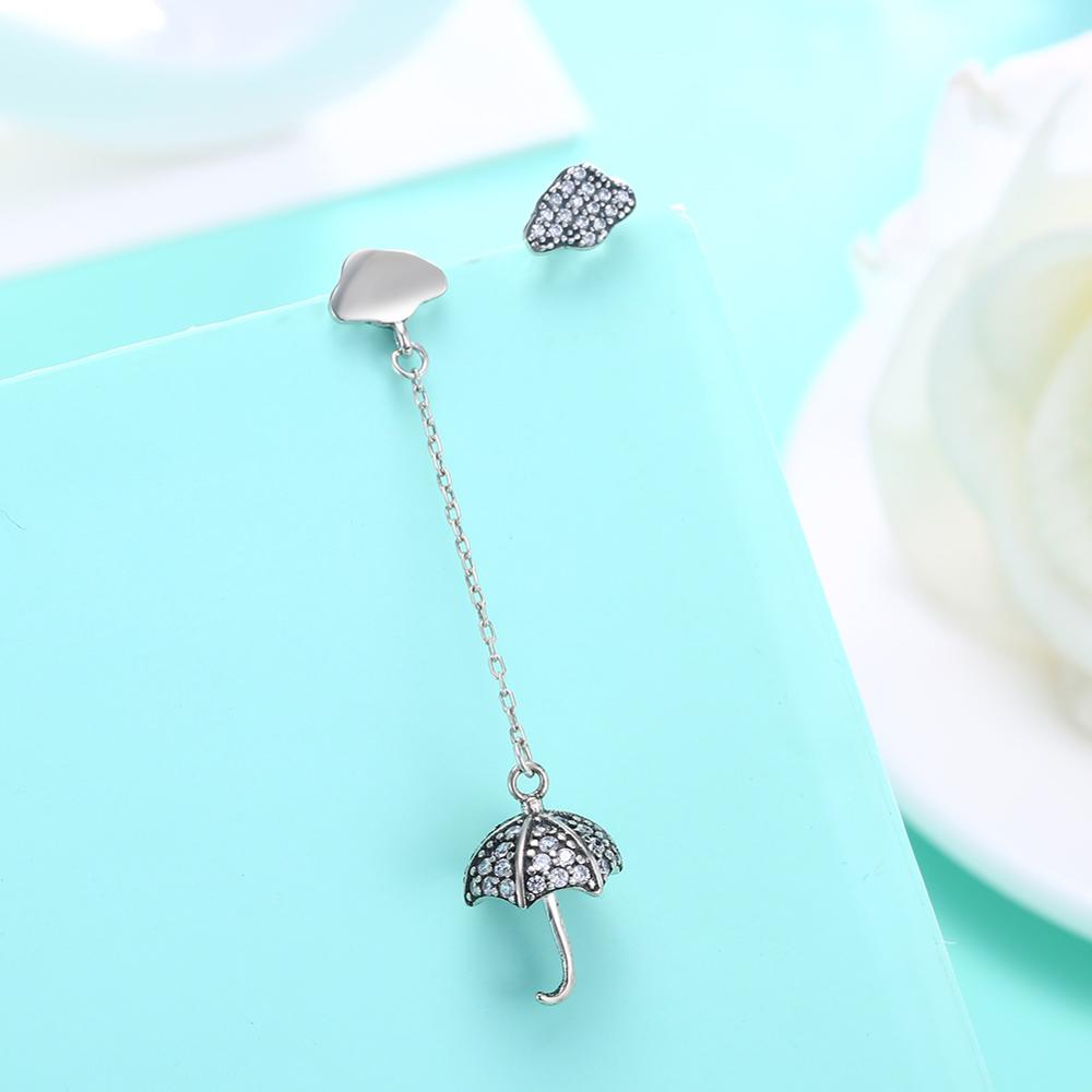Cloud and Umbrella Cubic Zirconia 925 Sterling Silver Romantic Stud Earrings-Earrings-Innovato Design-Innovato Design