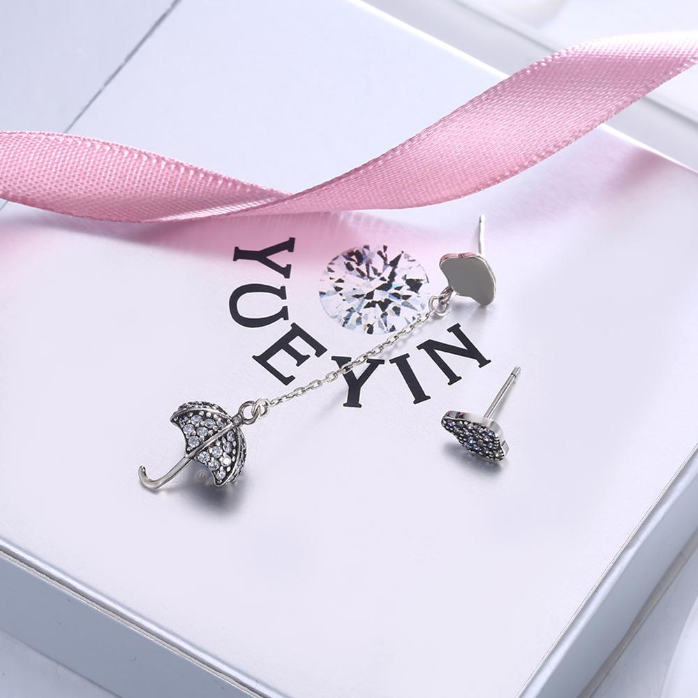 Cloud and Umbrella Cubic Zirconia 925 Sterling Silver Romantic Stud Earrings-Earrings-Innovato Design-Innovato Design
