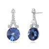 Eiffel Tower Austrian Crystal 925 Sterling Silver Fine Stud Earrings-Earrings-Innovato Design-Blue-Innovato Design