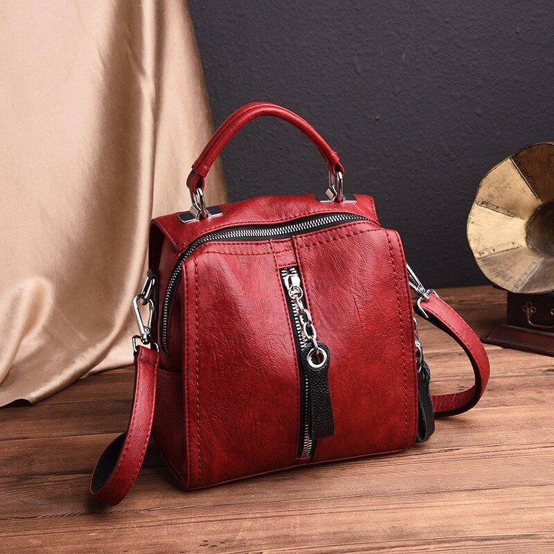 Vintage Casual Tassel Genuine Leather Travel Backpack-Handbags-Innovato Design-Black-Innovato Design