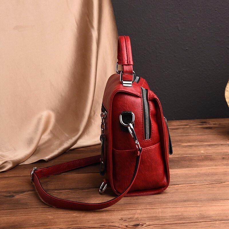 Vintage Casual Tassel Genuine Leather Travel Backpack-Handbags-Innovato Design-Black-Innovato Design